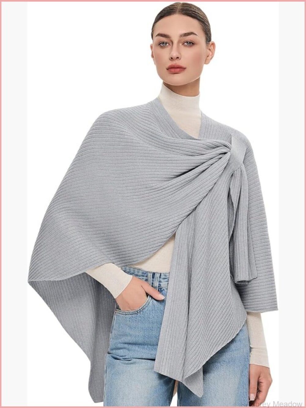 Elegant Cross Front Shawl Wrap Knitted Poncho Cape Lightweight Travel Wrap